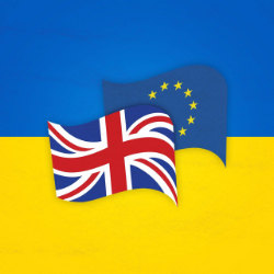 Ukraine EU and UK flags